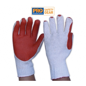 Knitted Poly / Cotton Glove with Red Latex Coating