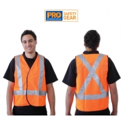 Fluro Yellow X Back Safety Vest - Day/Night Use