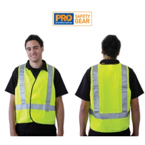 Fluro Yellow H Back Safety Vest - Day/Night Use