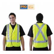 Fluro Yellow X Back Safety Vest - Day/Night Use